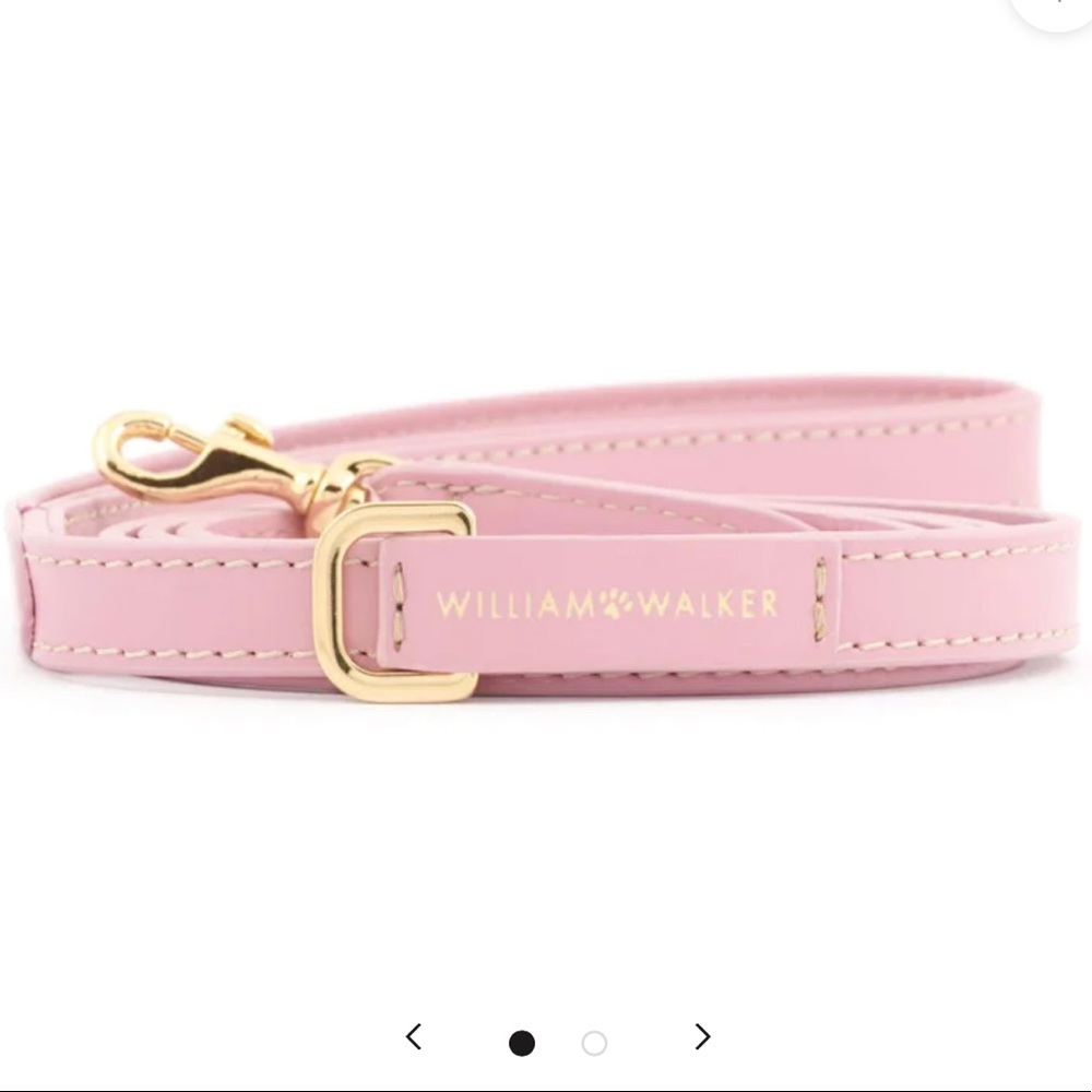 William Walker 3-way adjustable leash (6’,7”) in Rose leather and gold fitting.